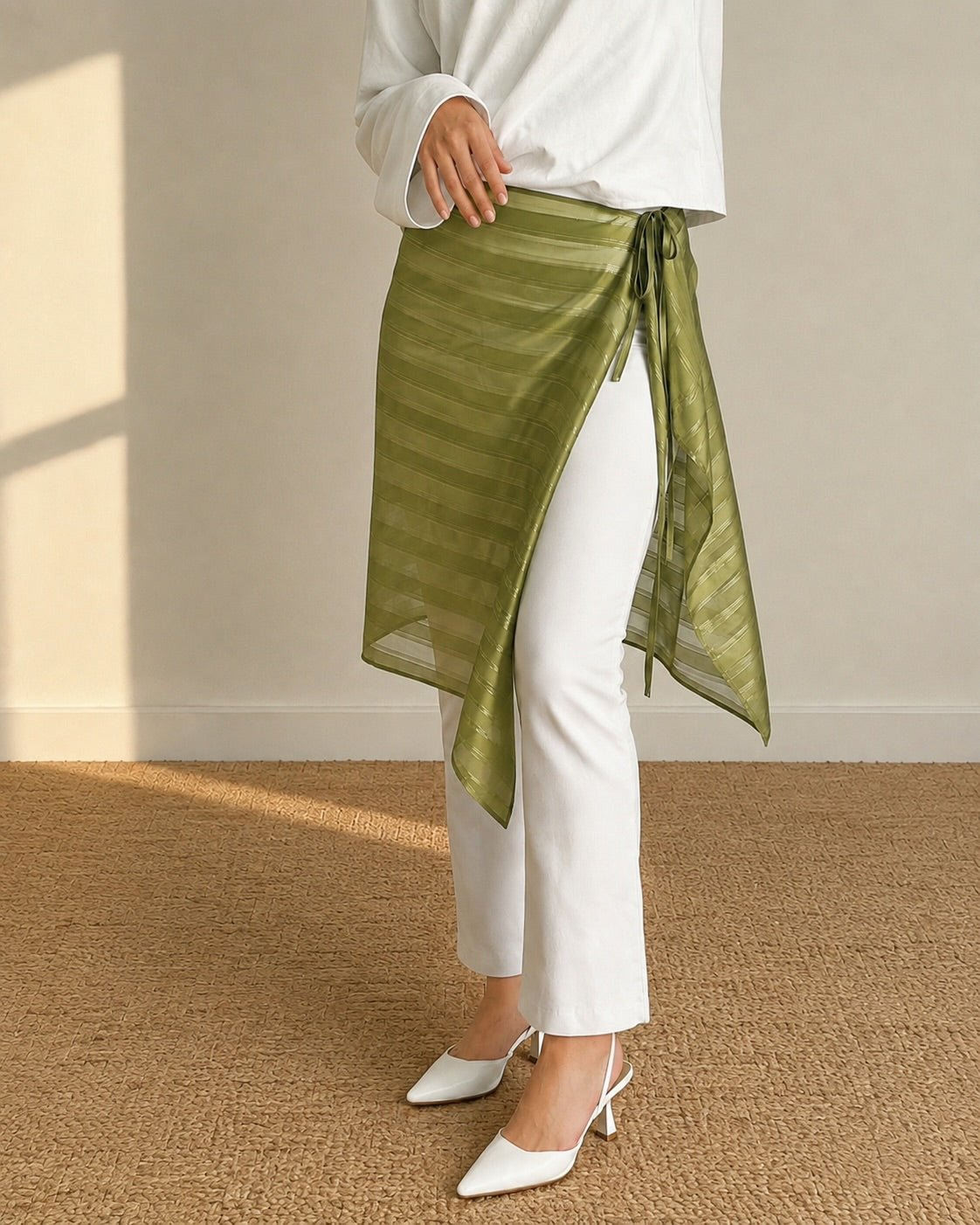 Surjupe en satin – Vert Olive - précommande