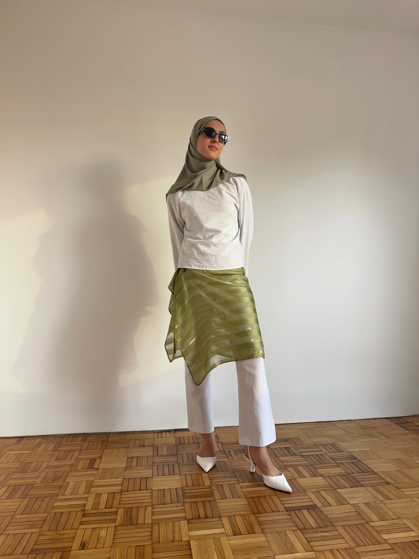 Surjupe en satin – Vert Olive - précommande