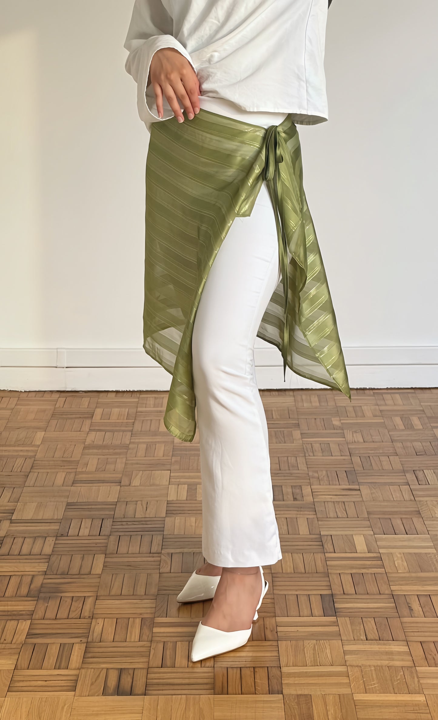 Surjupe en satin – Vert Olive - précommande