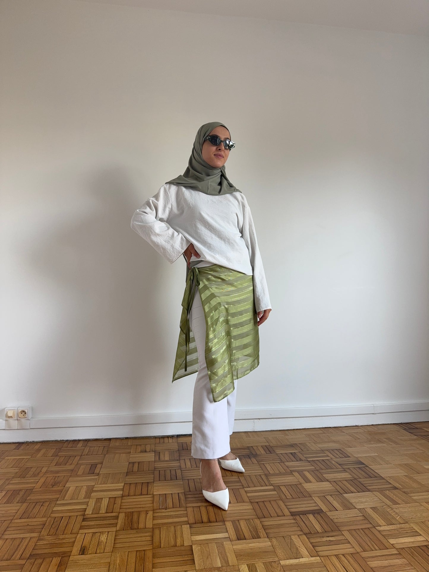 Surjupe en satin – Vert Olive - précommande
