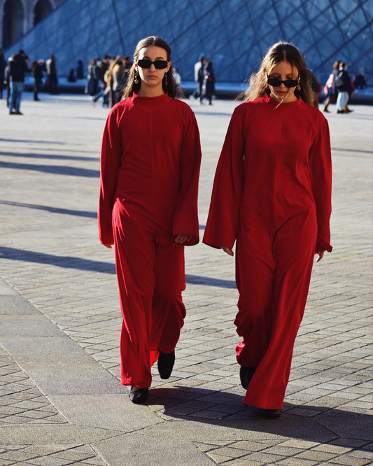 Robe rouge en crêpe 